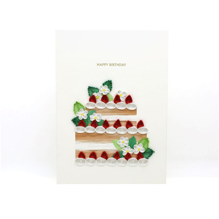 Biglietto Auguri Quilling  Fatto A Mano Strawberry Cake