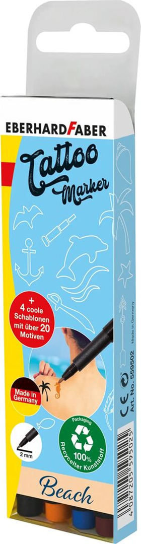 Bustina Tattoo Marker Pezzi 4 + Stencil Beach