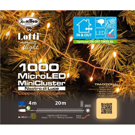 Minicluster 1000 Microled 20mt+4mt Traditional Cavo Rame Uso Esterno