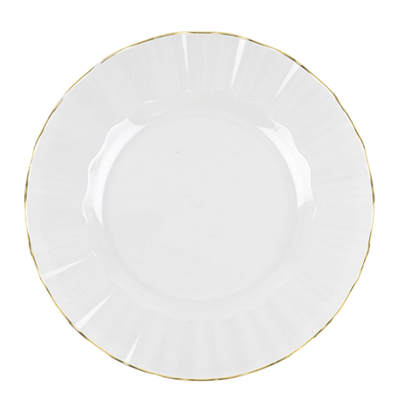 Piatto D19cm Plastica Riutilizzabile 6pz Trasparente Bordo Oro
