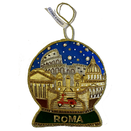 Ornamento Snowglobe Roma Decorato A Mano