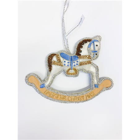 Ornamento Cavallo A Dondolo 1° Natale Celeste
