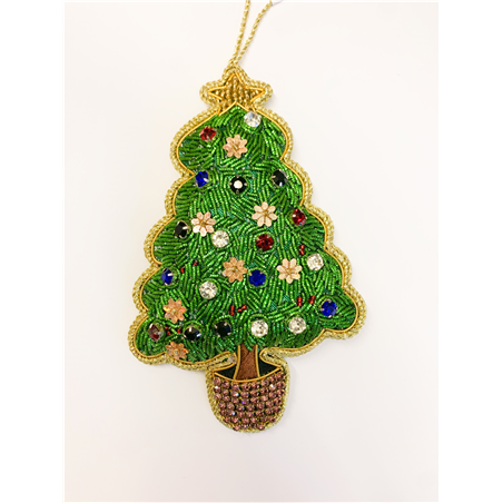 Ornamento Albero Decorato Cristalli E Perline