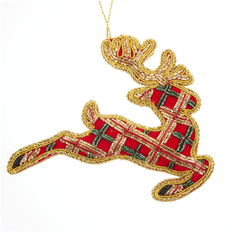 Ornamento Renna Tartan Decorata