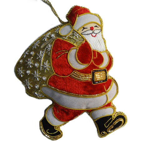 Ornamento Babbo Natale Decorato Con Sacco