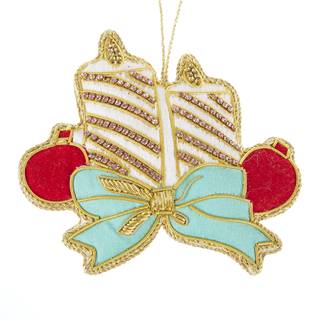 Ornamento Candele Decorate Con Fiocco