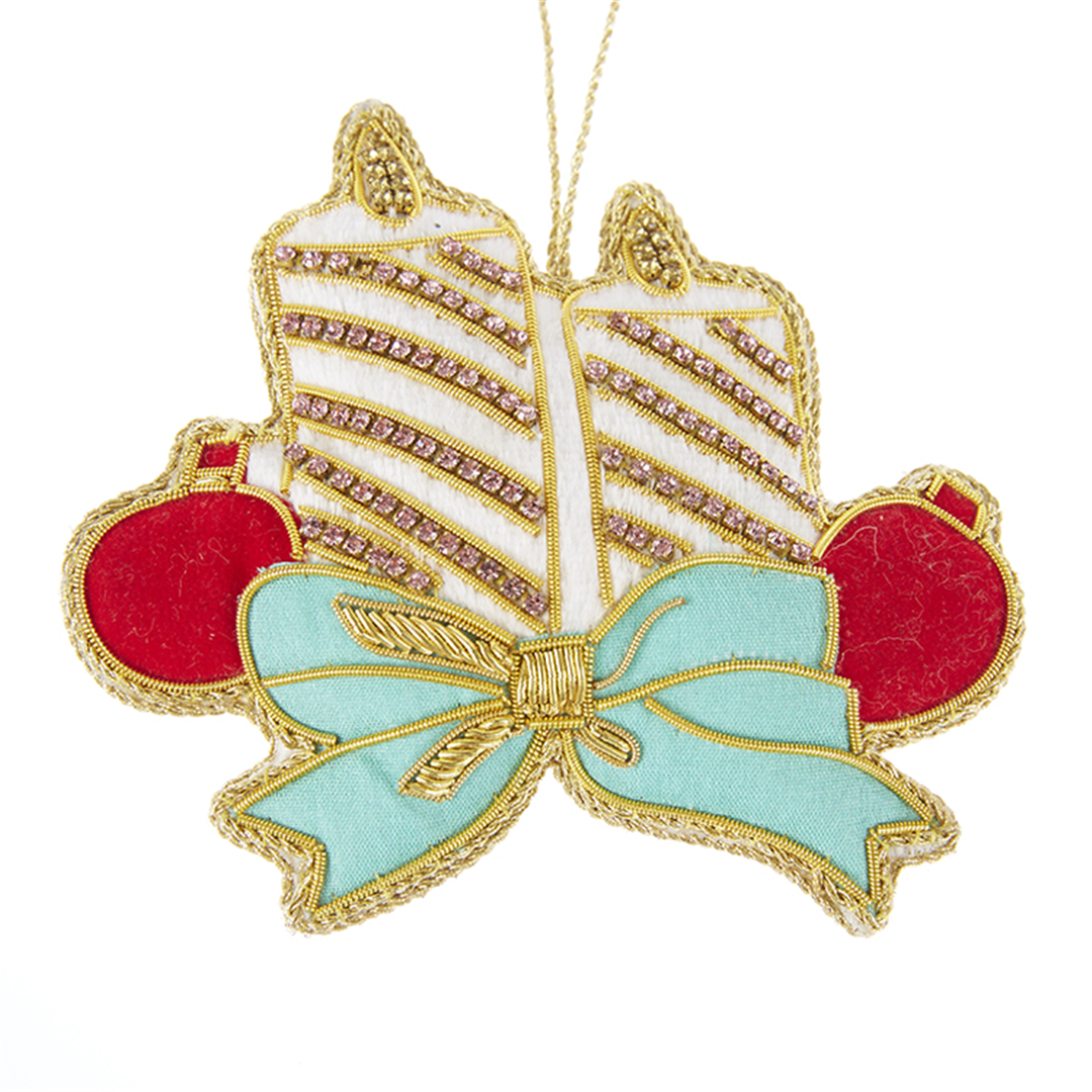Ornamento Candele Decorate Con Fiocco