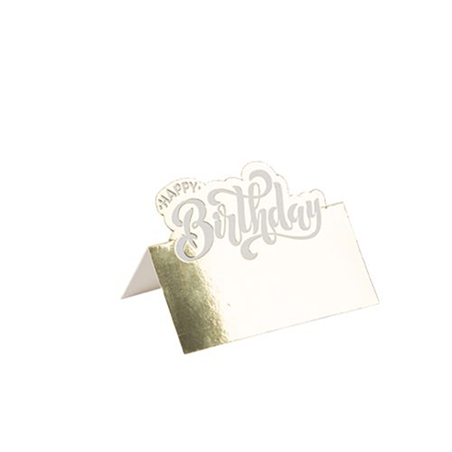 Segnaposto Happy Birthday Bianco Oro 8pz