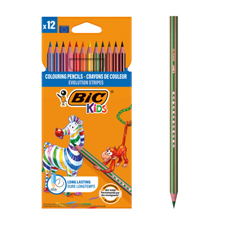 Matita  Evolution Stripes 12pz Colori Assortiti