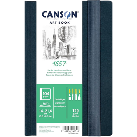 Artbook 14x21 "1557" Rilegato 120gr. 60 Fogli Con Copertina In Tessuto