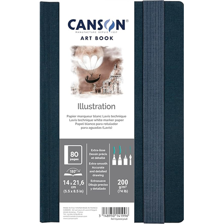 Artbook 14x21.6 "illustration" Rilegato 200 Gr. 40 Fogli Copertina In Tessuto