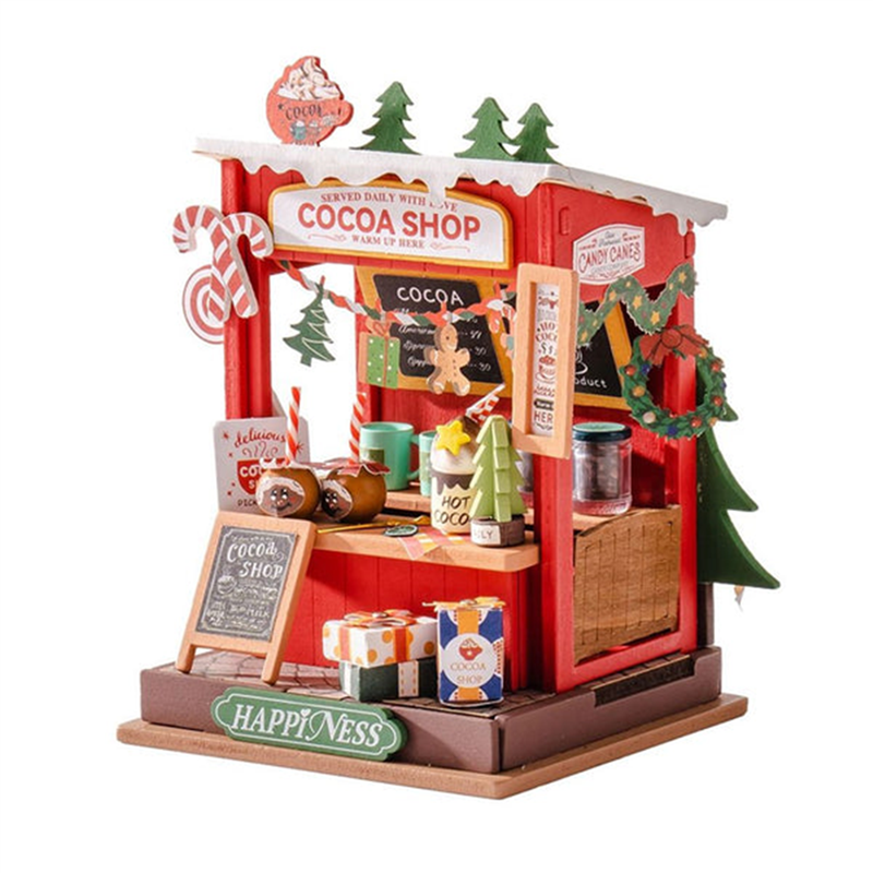 DAHI Mini Camino In Legno Per Casa Delle Bambole - Accessorio Natale In Miniatura Per Widget E Presepe