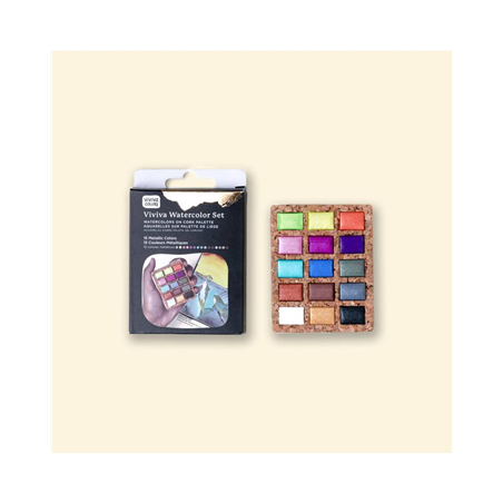 Palette Acquerello 16 Godets Set Colori Metallici