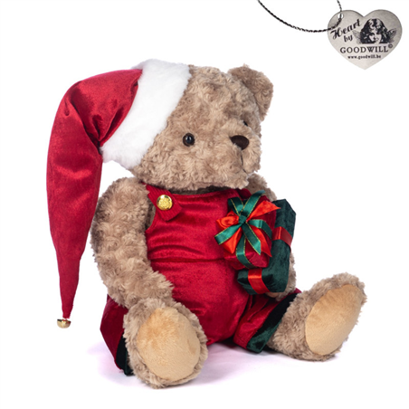 Orso Peluche Gingerbread Xmas Red Cream H50cm
