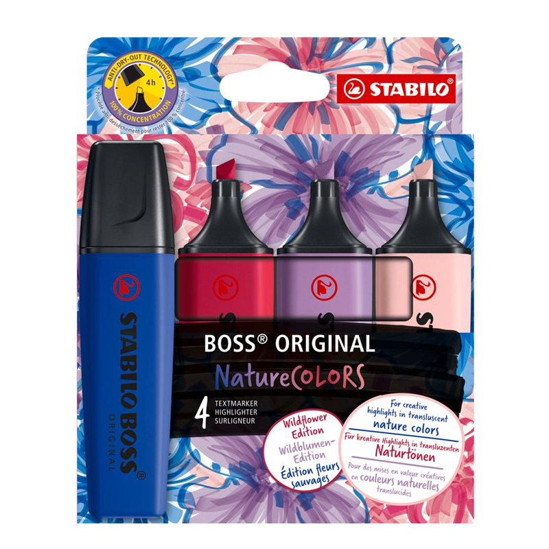 ASTUCCIO 4 STABILO BOSS ORIGINAL NATURE COLOR WILDFLOWER