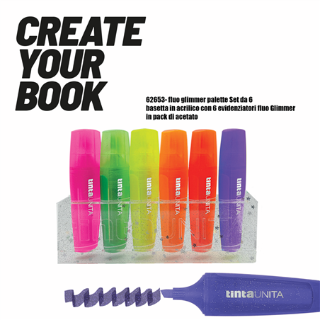 Palette 6 Evidenziatori Glimmer Fluo Glitter
