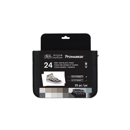 Astuccio Promarker Pezzi 24 In Tessuto Nero E Grigi