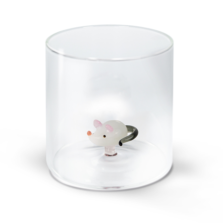 Bicchiere In Vetro Borosilicato Decoro Bassotto In Vetro Colorato All'interno