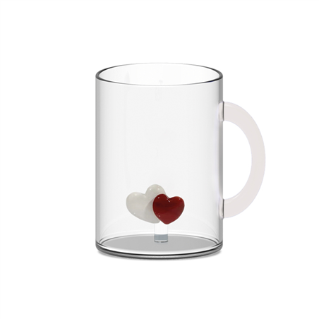 Tazza In Vetro Con Deco Interno 420ml Wd Cuori