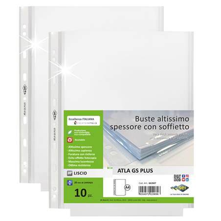 10 Buste Forate Atla Gs Plus Altissima Cap. 22x30 Con Soffietto
