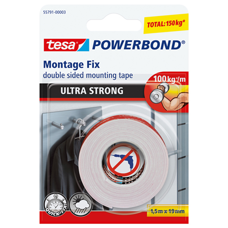 Nastro Biadesivo 19mmx1,5mt Powerbond Ultra Strong