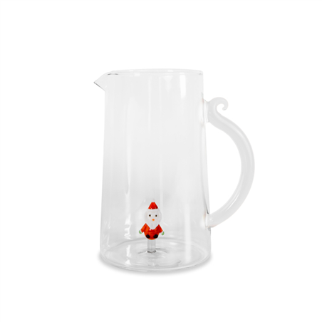 Caraffa In Vetro Con Deco Interno H20 1.5l Babbo Natale
