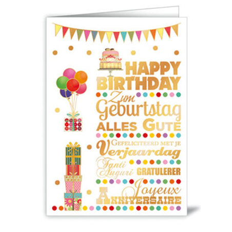 Biglietto Auguri Buon Compleanno - Multilingua