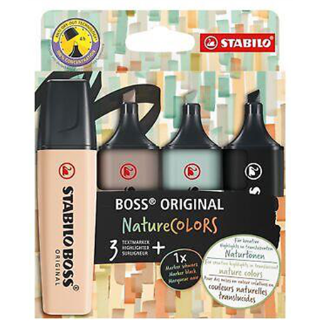 ASTUCCIO 4 STABILO BOSS ORIGINAL NATURE COLORS