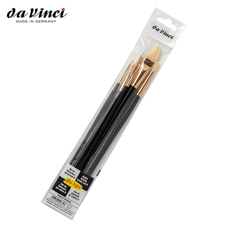 Set Pennelli Piatti In Setola Pezzi 5 Per Olio E Acrilico