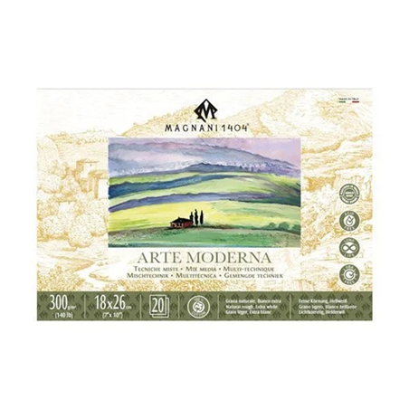 Blocco Arte Moderna Cm, 18x26 100% Cotone 300 Gr. 20 Fogli Extra Bianco Grana Naturale