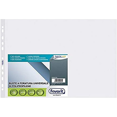 Confezione 10 Buste A Foratura Finitura Liscia Formato 42x30 Cm Spessore Superior Alto