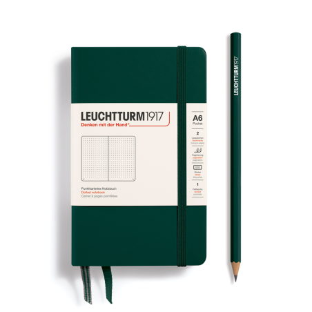 Notebook A6 Pocket Hardcover, Puntini 185 Pag Forest Green