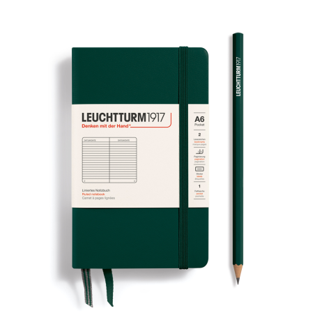 Notebook A6 Pocket Hardcover, Righe 185 Pag Forest Green