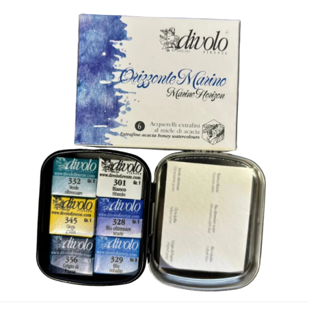 Set 6 Acquerelli Extrafini Al Miele Di Acacia Orizzonte Marino
