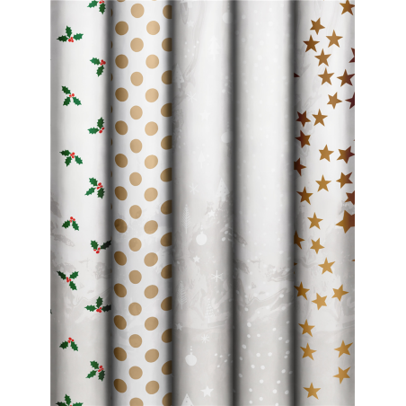 Carta Regalo Rotolo 70x2mt Natale Clair And Amber - 5 Soggetti Assortiti, 1pz