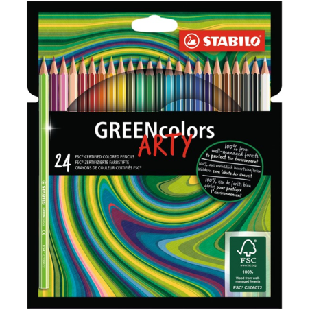 MATITA COLORATA ECOSOSTENIBILE - STABILO GREENCOLORS - ARTY - ASTUCCIO DA 24 - COLORI ASSORTITI