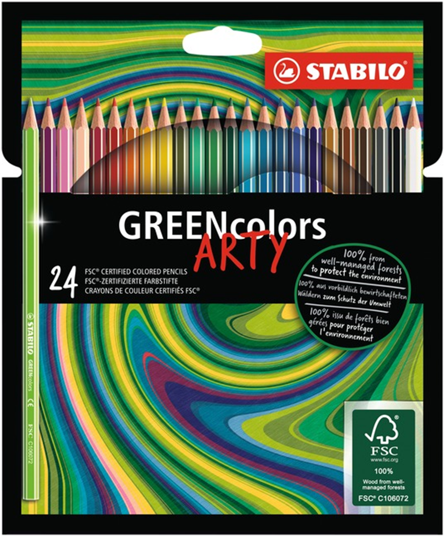MATITA COLORATA ECOSOSTENIBILE - STABILO GREENCOLORS - ARTY - ASTUCCIO DA 24 - COLORI ASSORTITI