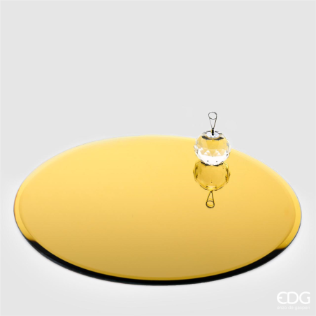 Base Candela Specchio Tondo D30cm Oro