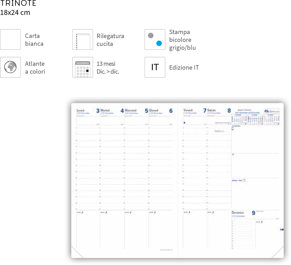 Agenda Trinote - 18x24cm - Impala Colori Assortiti — immagine 4