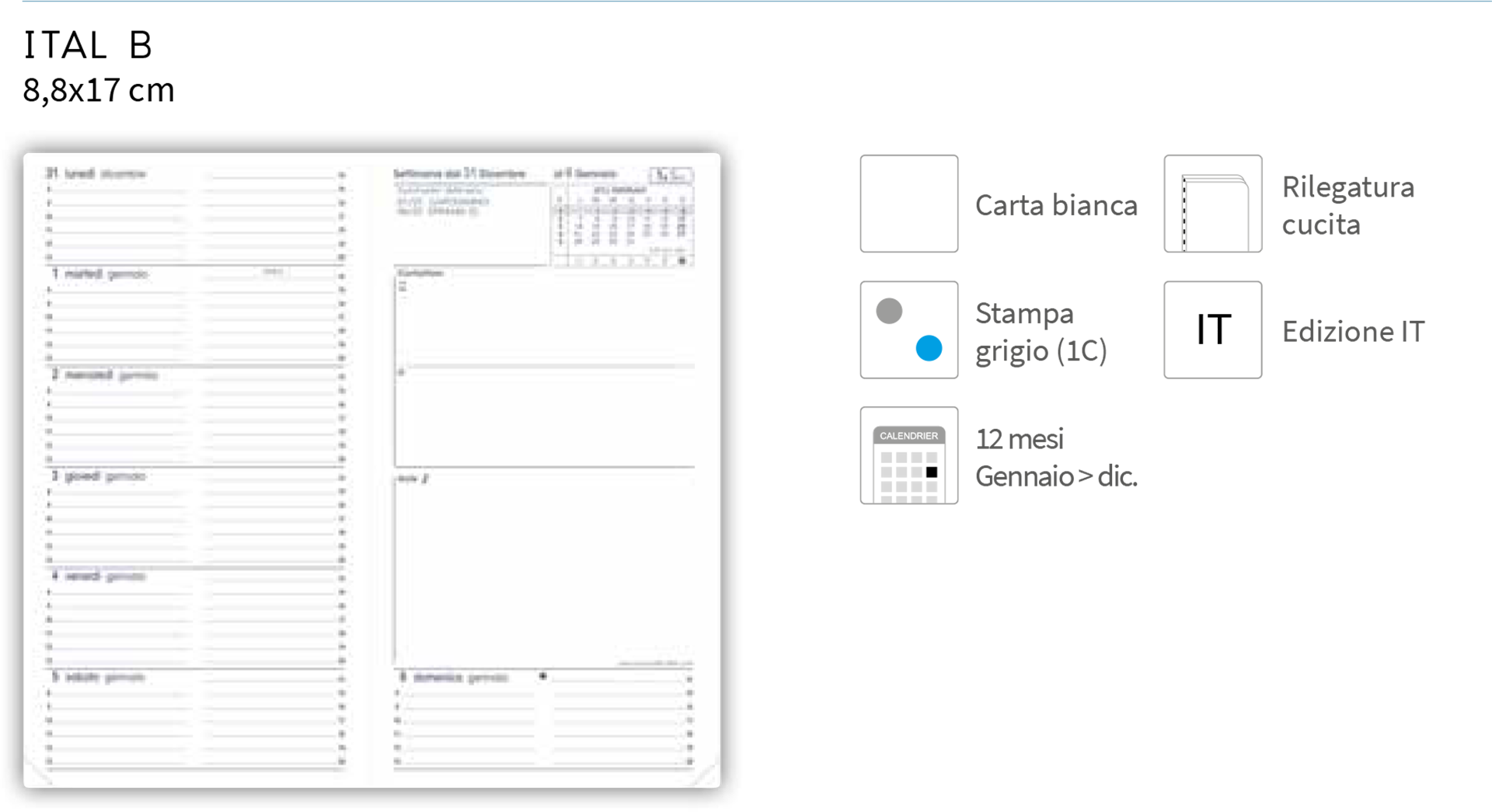 Agenda Ital B - 8,8x17cm - Impala Colori Assortiti — immagine 4