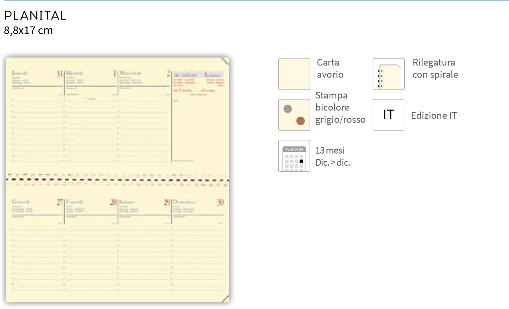 Agenda Planital - 8,8x17cm - Impala Colori Assortiti — immagine 4