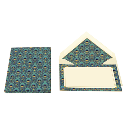 Blocchetto Medio 10buste+10cartonc 10x15x0.5 Art Deco Peacock