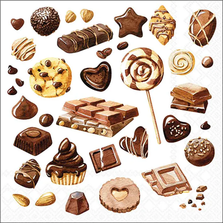 Tovagliolo 25x25 Carta Decorato  Sweet Chocolates