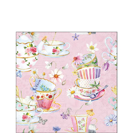 Tovagliolo 25x25 Carta Decorato  Tea Cups Pink