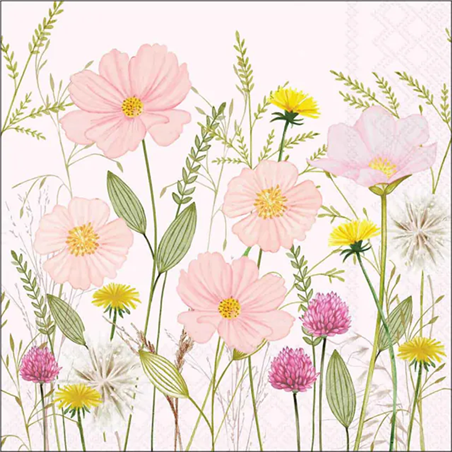 Tovagliolo 33x33 Carta Decorato  Pastel Flowers Pink