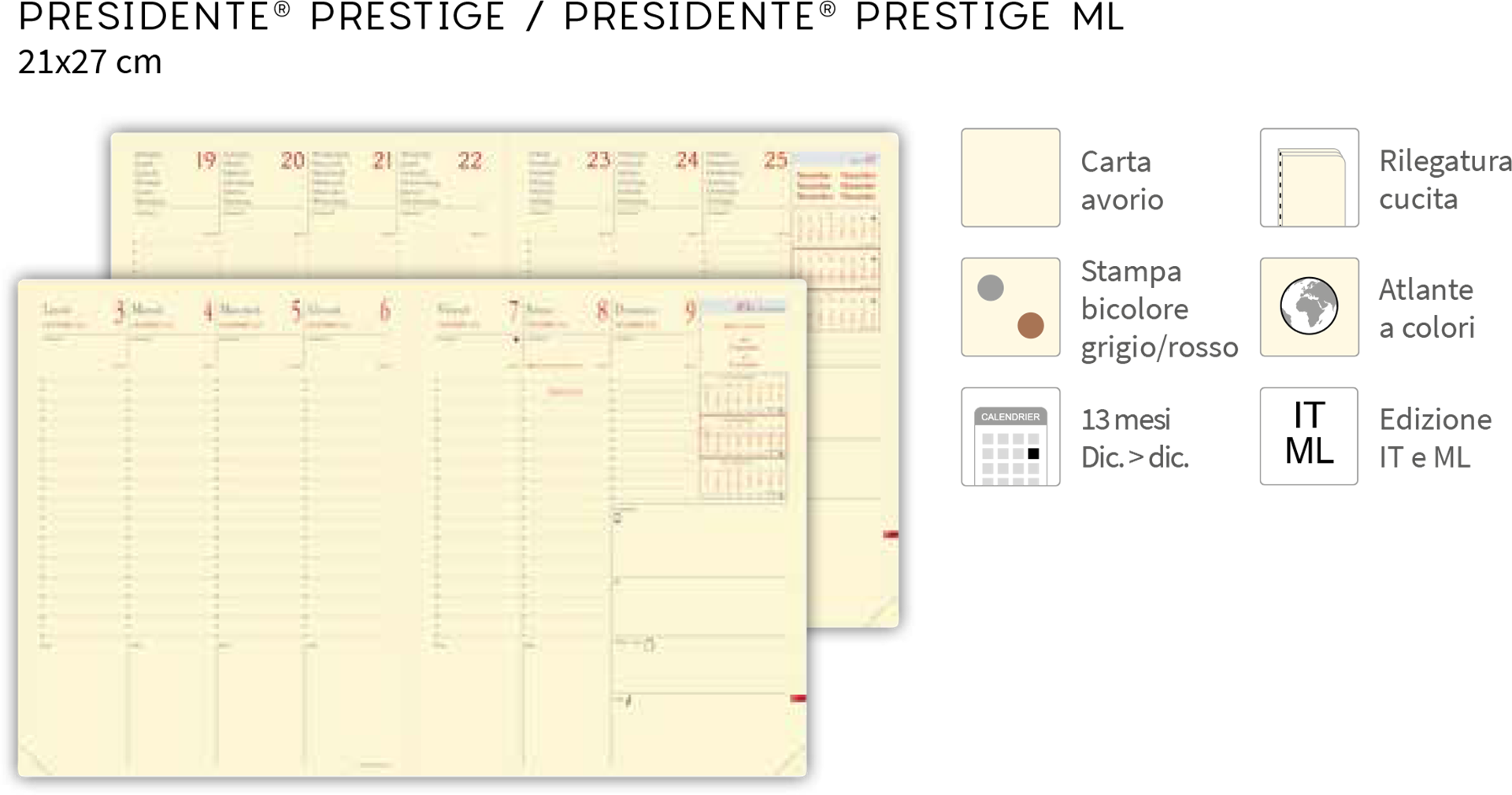 Agenda Presidente Prestige - 21x27cm - Impala Colori Assortiti — immagine 4