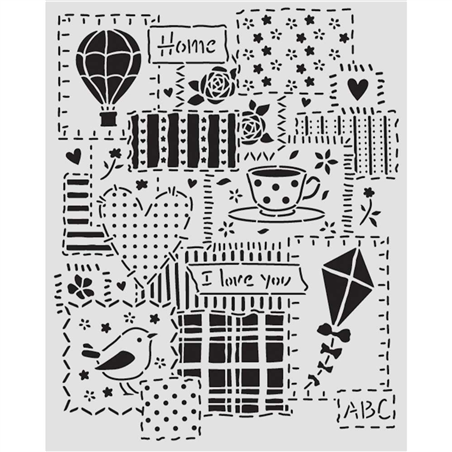 Stencil  20x25cm Spessore 0,25mm Family Pachwork