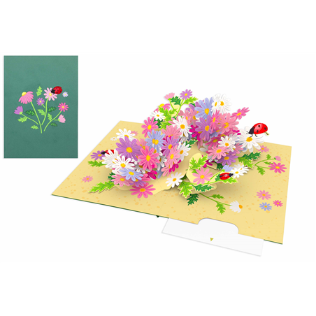 Biglietto Auguri Kirigami  Fatto A Mano Fiori