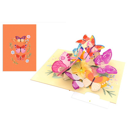 Biglietto Auguri Kirigami  Fatto A Mano Colorful Butterflies