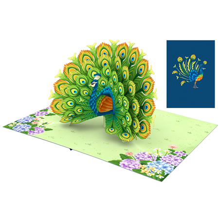 Biglietto Auguri Kirigami  Fatto A Mano Pavone